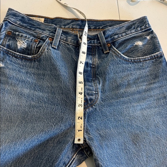 Levi's Premium 501 Button Fly Cropped Straight Leg Jeans medium blue size 27 - Picture 13 of 16